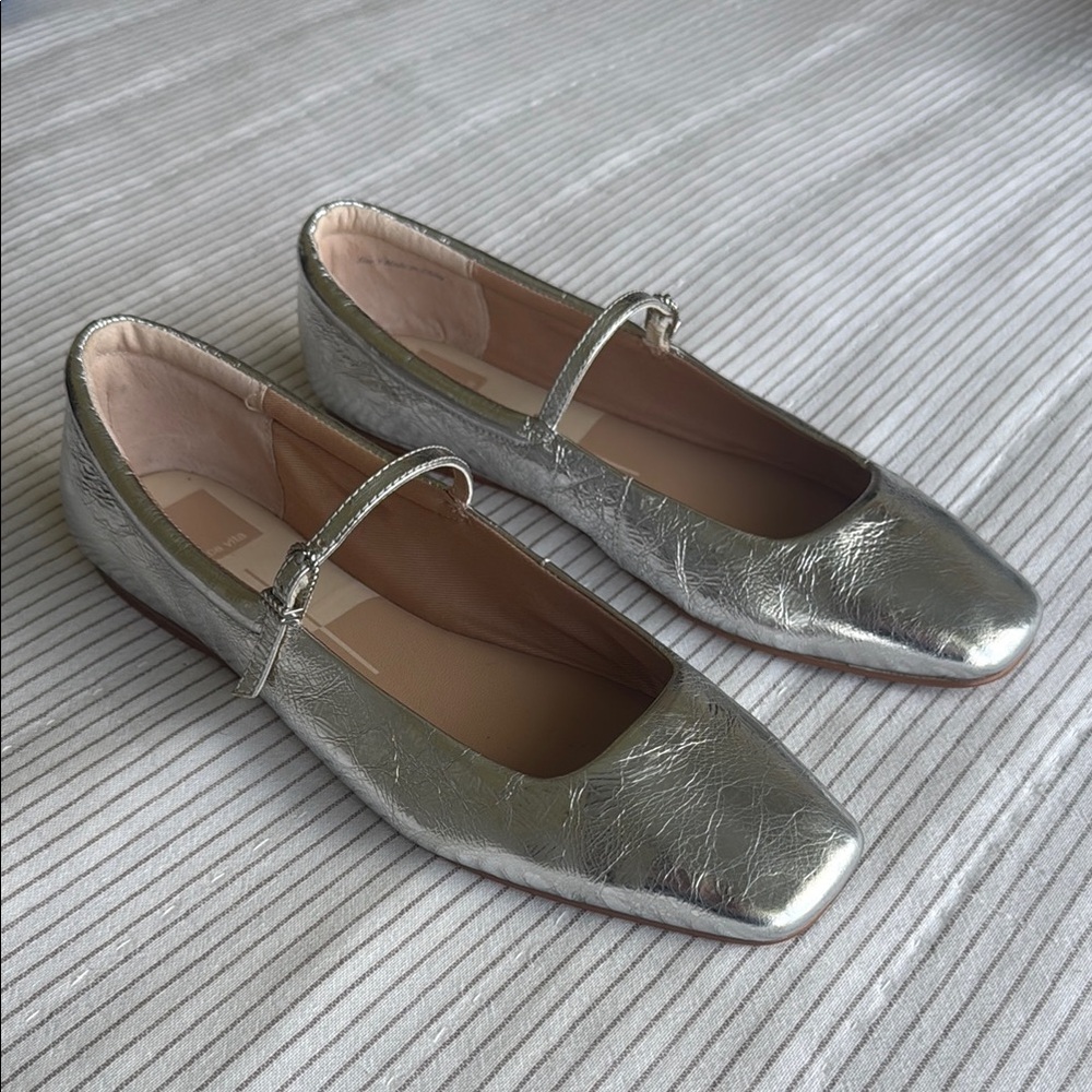 Dolce Vita Metallic Silver Mary Jane Flats